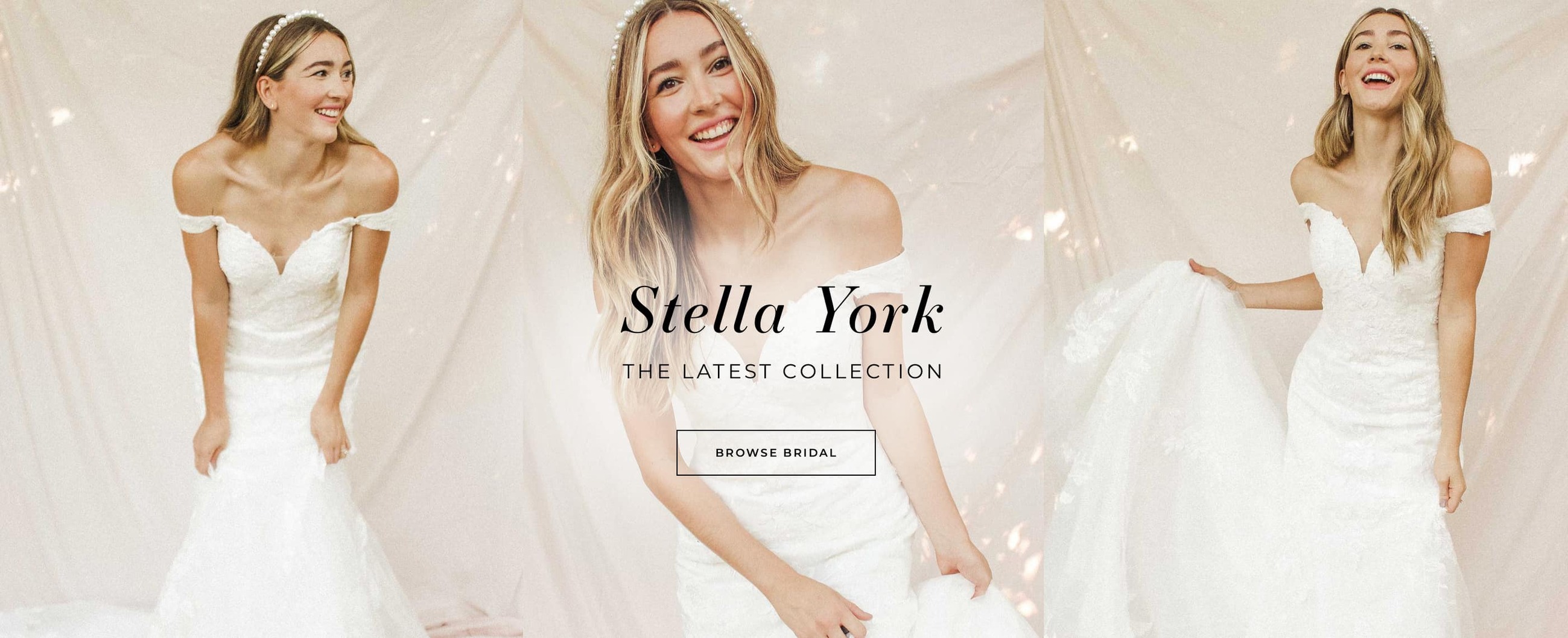 Woman with blonde hair wearing a Stella York wedding gown