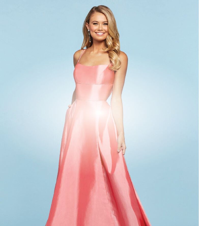 Models wearing sherri hill prom dresses